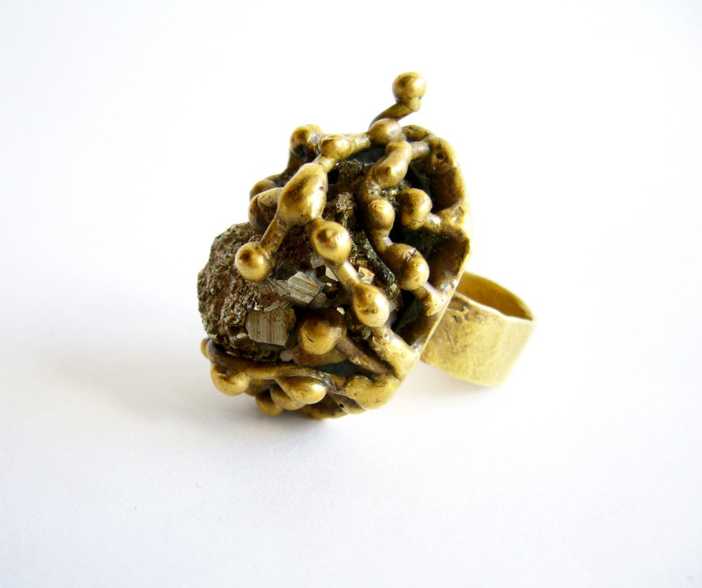 PAL KEPENYES Bronze Pyrite Ring In Excellent Condition In Palm Springs, CA
