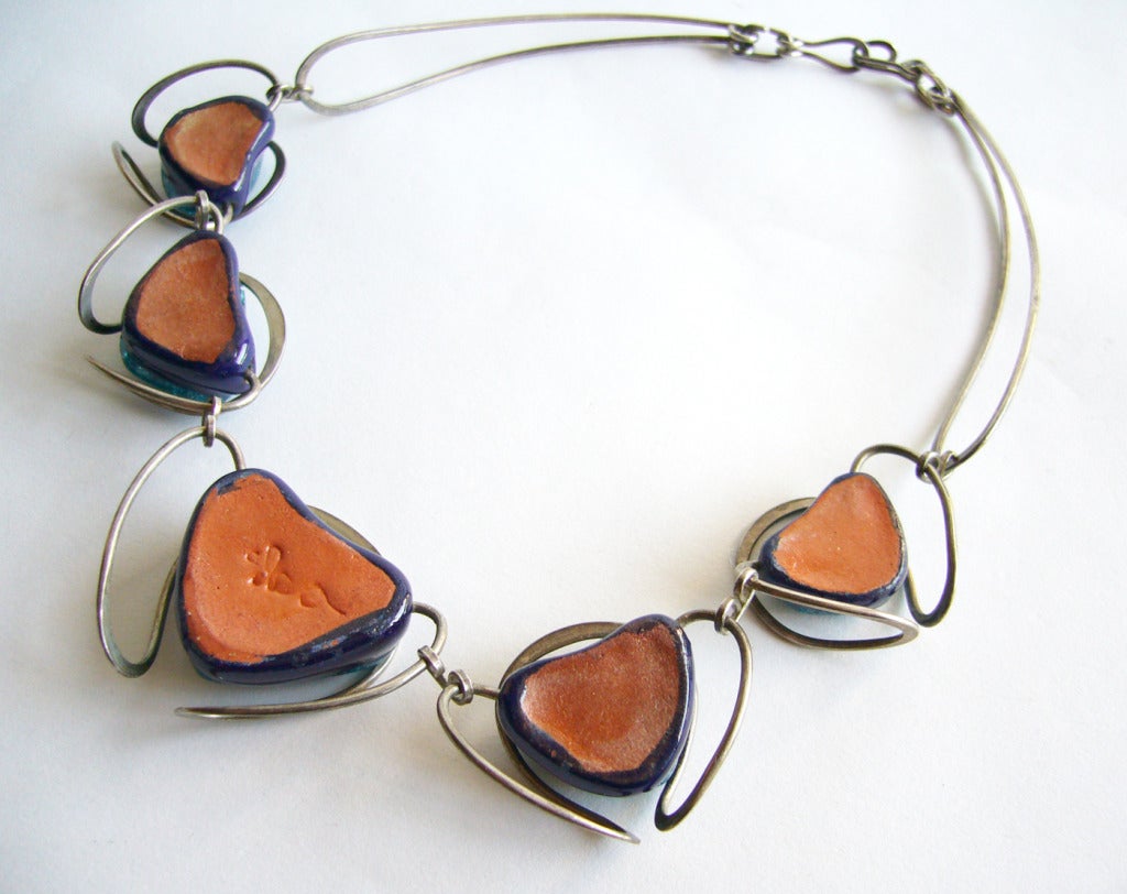 ELSA FREUND Sterling Glas Halskette im Zustand „Hervorragend“ in Palm Springs, CA