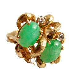 Jade Diamond Gold Cocktail Ring