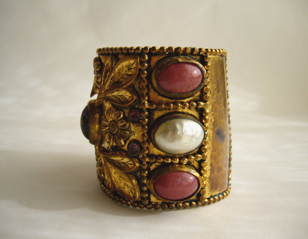 1980s Maison Gripoix Large French Cuff Bracelet 1