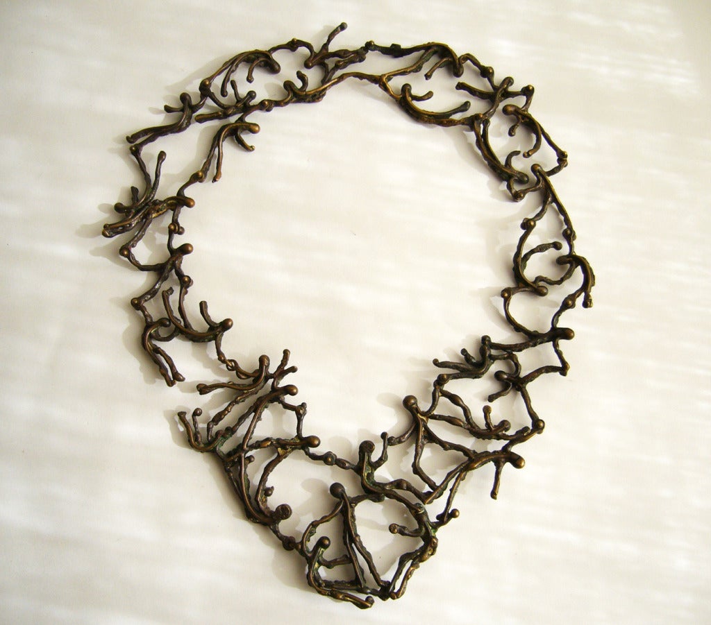 1970s Handmade Bronze Figural Necklace 1