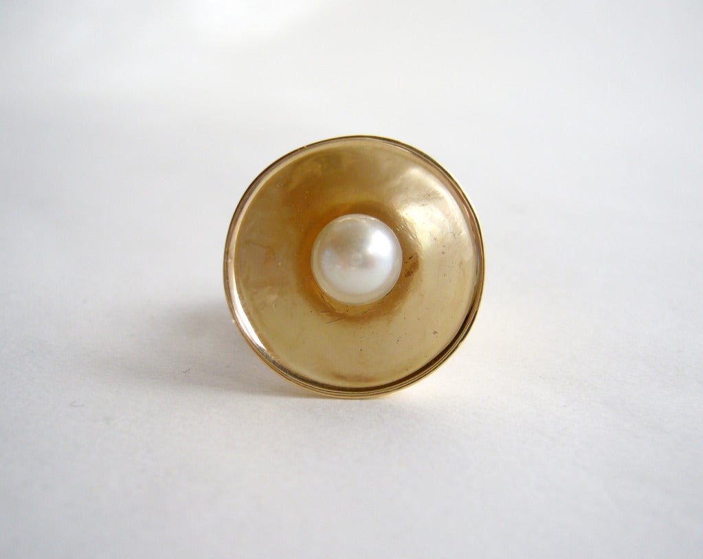 PHILIP PAVAL Pearl Gold Modernist Ring at 1stDibs