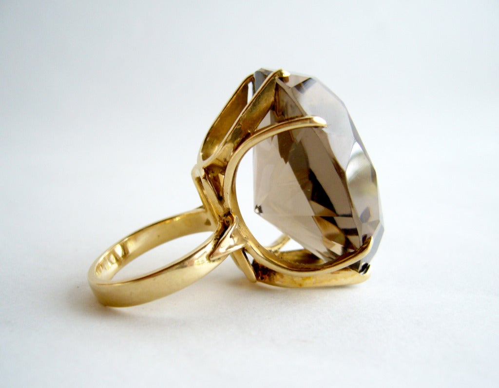 Women's Smokey Quartz Gold Cocktail Ring