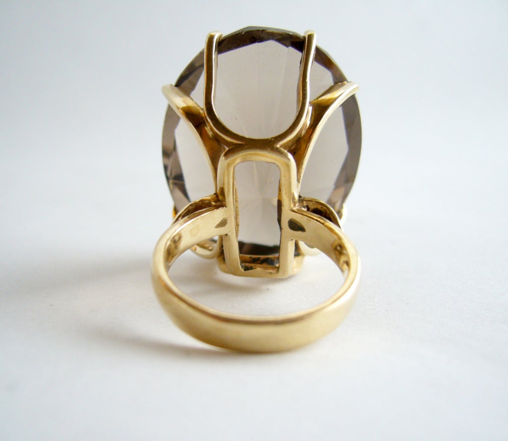 Smokey Quartz Gold Cocktail Ring 1