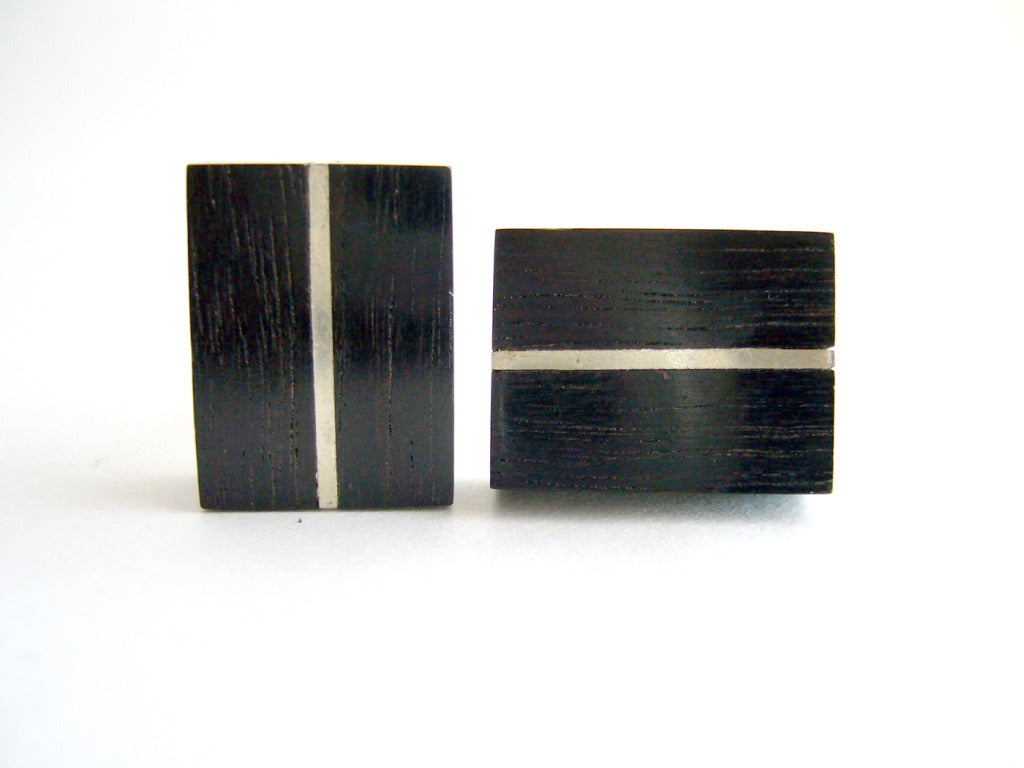Rare Merle Boyer Ebony Sterling Silver Cufflinks