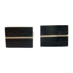 Rare Merle Boyer Ebony Sterling Silver Cufflinks