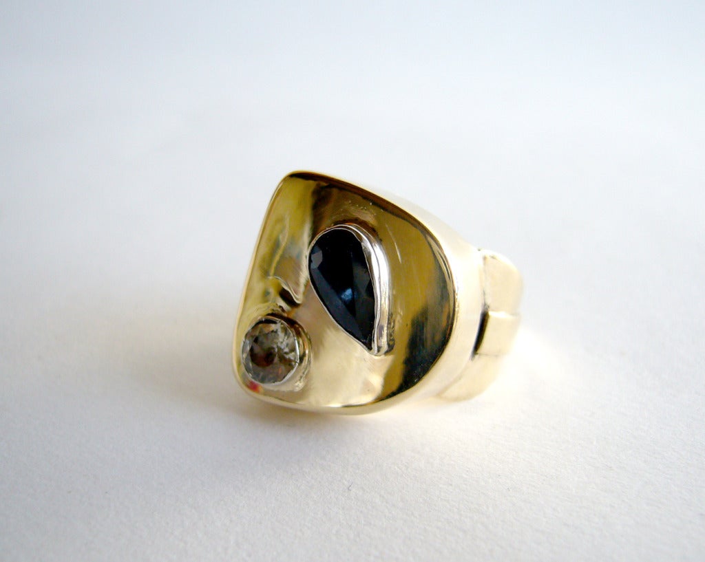 PHILIP PAVAL 14k Gold Sapphire Ring In Excellent Condition In Palm Springs, CA