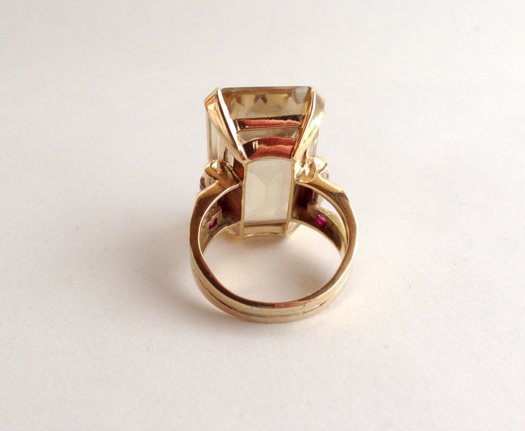 Citrine Ruby Diamond Gold Cocktail Ring 1