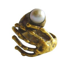 PAL KEPENYES Bronze and Pearl Hand Ring