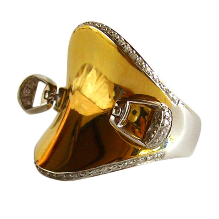 ROBERTO COIN Diamond Gold Horse Saddle Stirrup Ring