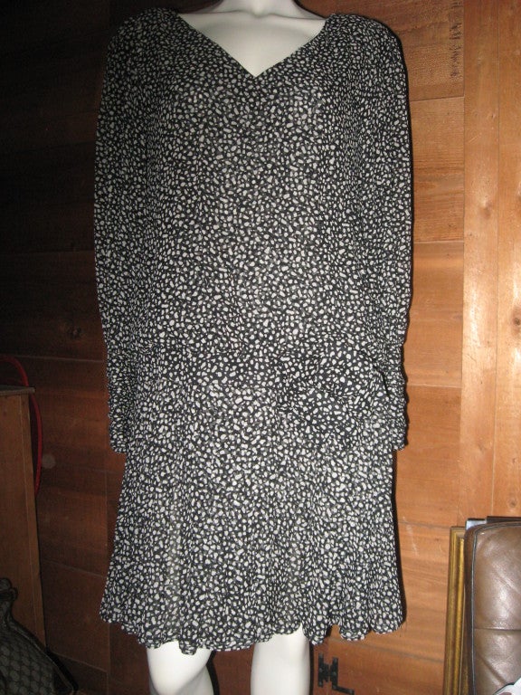 Evening/Day Vintage Organsa Dress with Flower on the Side by Stanley Platos & Martin Ross for Bergdorf Goodman..Size 8