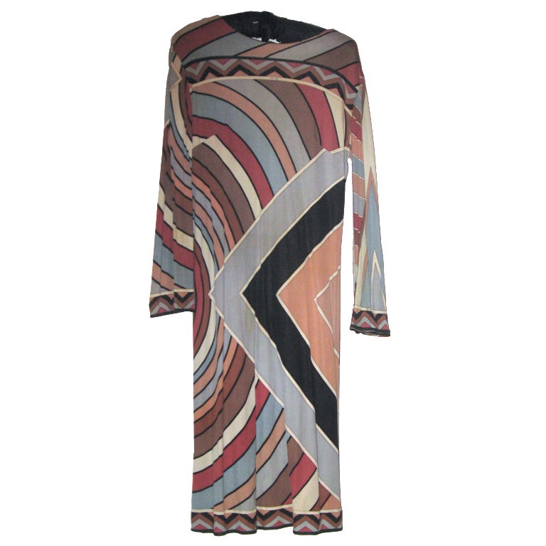 Emilio Pucci 1060's Silk Jersey Maxi Dress For Sale at 1stDibs