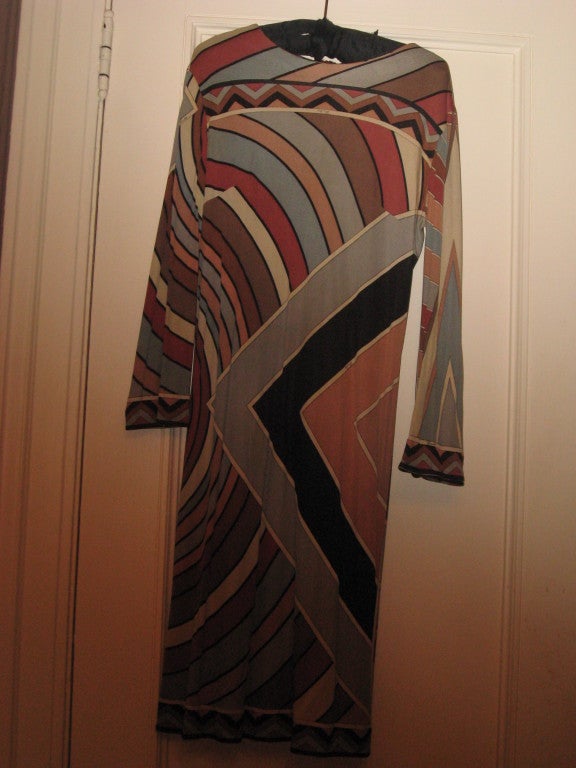 Women's Emilio Pucci 1060's Silk Jersey Maxi Dress For Sale