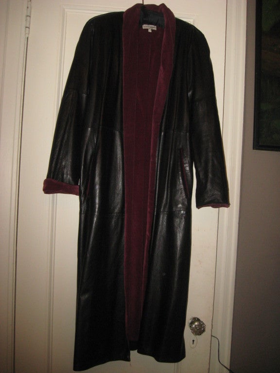 1960's Fabulous Gianni Versace Glove Leather Early Coat with Velour Lining
