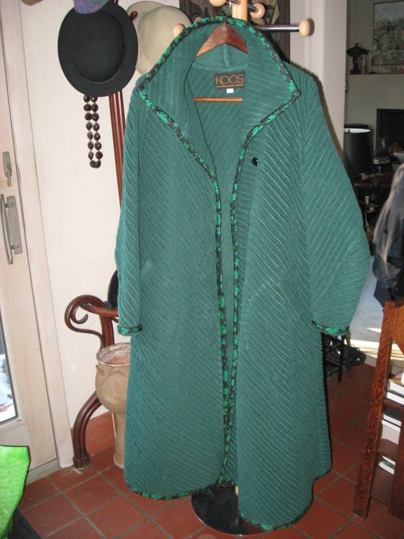 Koos Emerald Green Long Coat with Green and Black Trim........Medium-Large