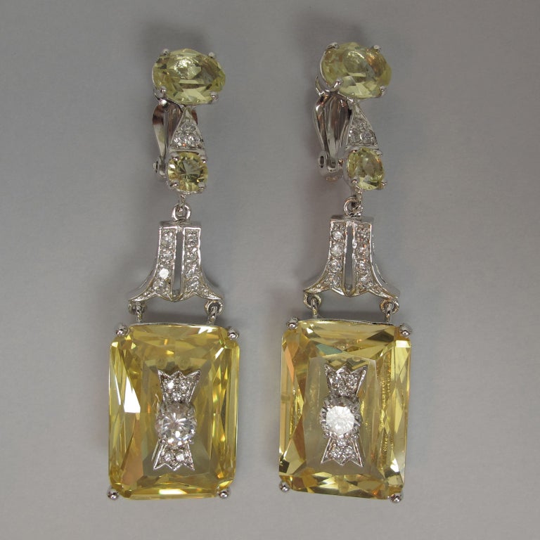 Amazing sterling ear clips of lemon quartz set with CZ crystals...from Jarin, Los Angeles.