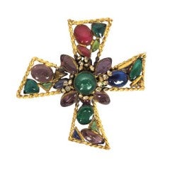 Vintage Hattie Carnegie Maltese cross brooch