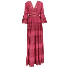 Vintage Bohiemian-luxe  peasant dress 1960s