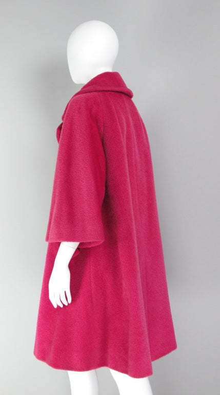 1960s Lilli Ann raspberry swing coat 1