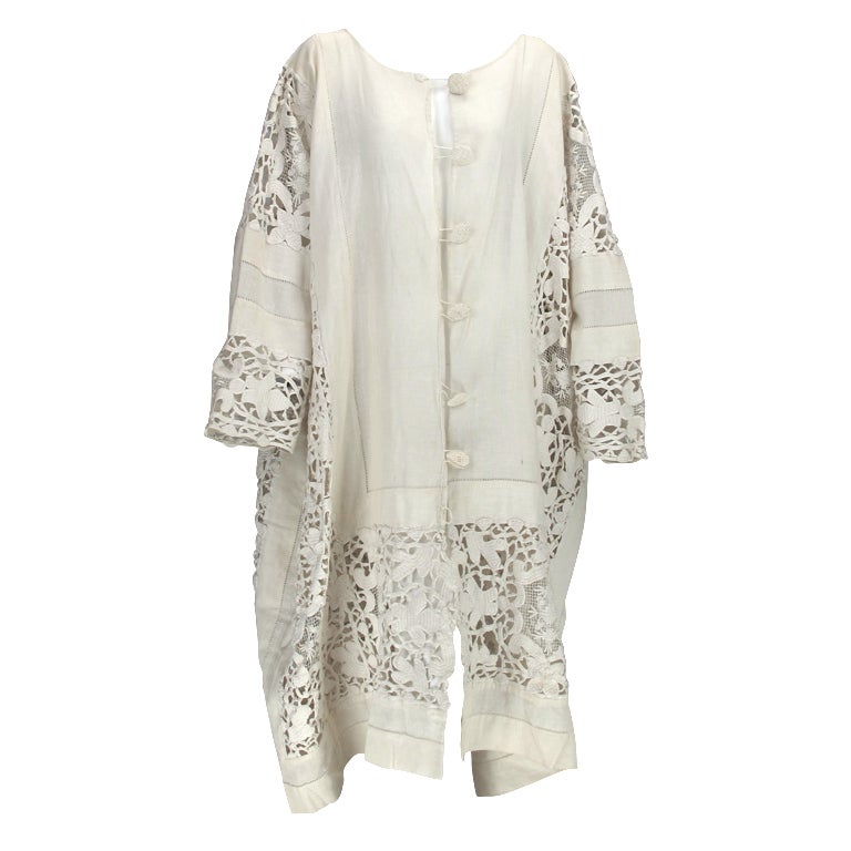 1920s dramatic lace and linen coat at 1stdibs