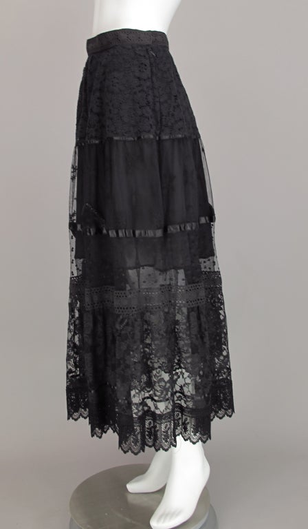 Women's Giorgio Sant'Angelo 1970s black lace skirt