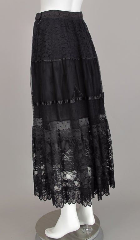 Giorgio Sant'Angelo 1970s black lace skirt 1