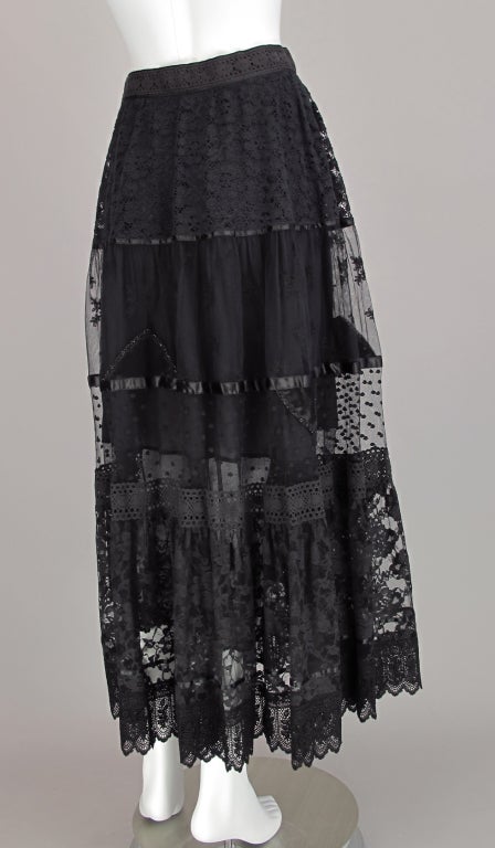 Giorgio Sant'Angelo 1970s black lace skirt 2
