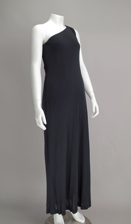 Adele Simpson silk jersey one shoulder draped cape gown 1960s 2