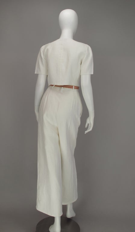 Bill Blass 30s inspired linen beach PJs In Excellent Condition In West Palm Beach, FL