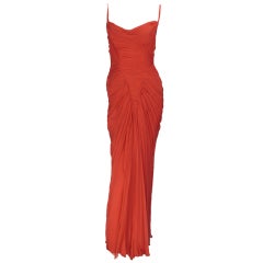Maggy Rouff coral chiffon goddess gown 1940s