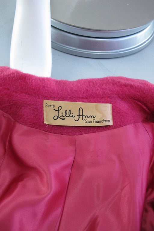1960s Lilli Ann raspberry swing coat 7