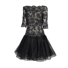 Vintage Oscar de la Renta black lace mini dress 1980s