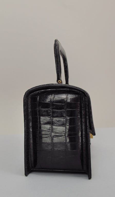 Black Alligator box bag Lucille de Paris 1950s