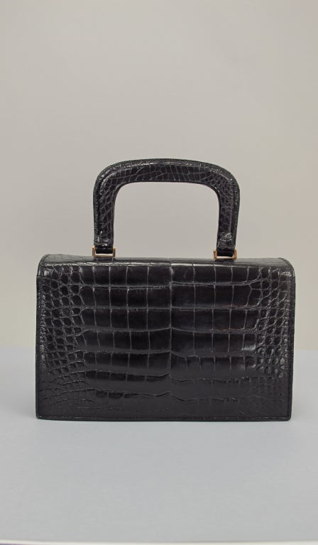 Alligator box bag Lucille de Paris 1950s In Excellent Condition In West Palm Beach, FL