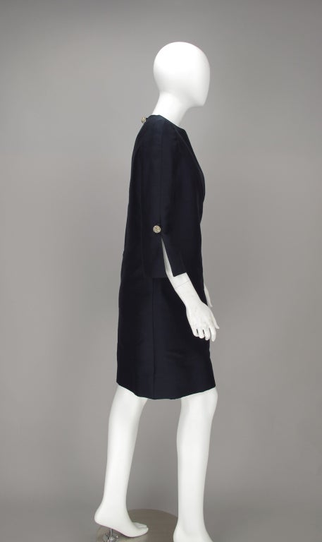 navy blue silk dress