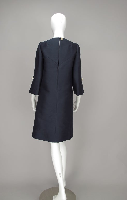 Black Abe Schrader 1960s navy silk dress