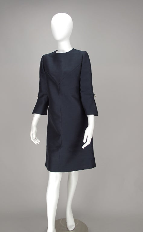 Abe Schrader 1960s navy silk dress 1