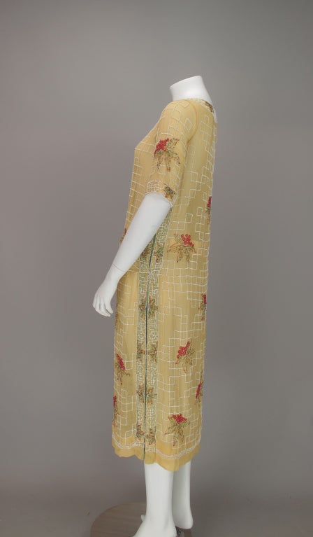 1920s House of Adair Art Deco beaded cotton dress In Excellent Condition In West Palm Beach, FL