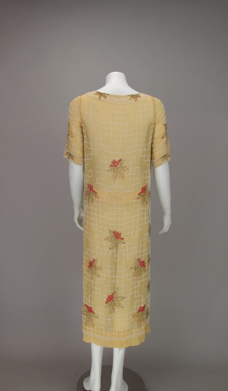 Women's 1920s House of Adair Art Deco beaded cotton dress