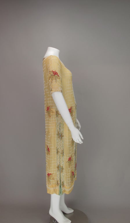 1920s House of Adair Art Deco beaded cotton dress 1