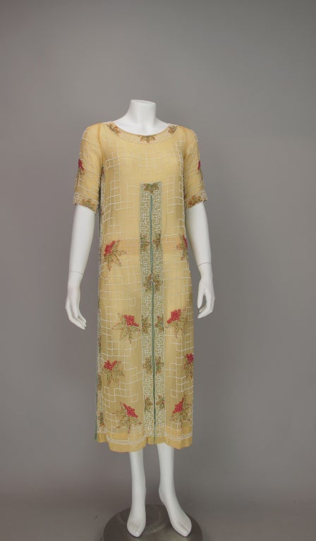 1920s House of Adair Art Deco beaded cotton dress 2