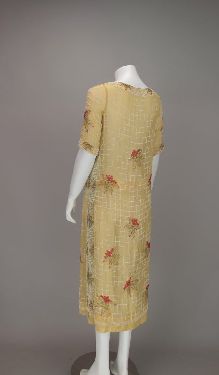 1920s House of Adair Art Deco beaded cotton dress 3
