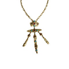 Henry Perichon gilded metal handmade one of a kind necklace made in France 1960s 2