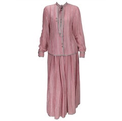 1970s Geoffrey Beene 2pc set in pink & silver lurex 3