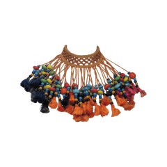 Vintage tribal glass beaded tassel necklace