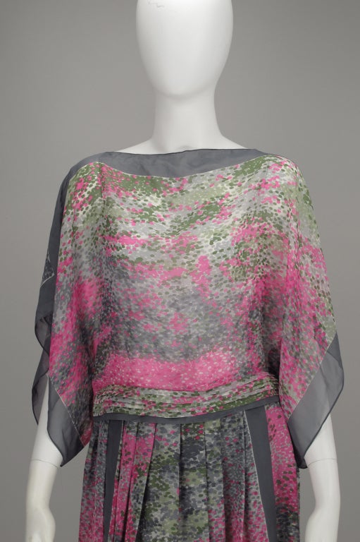 Pauline Trigere Giverny printed silk dress