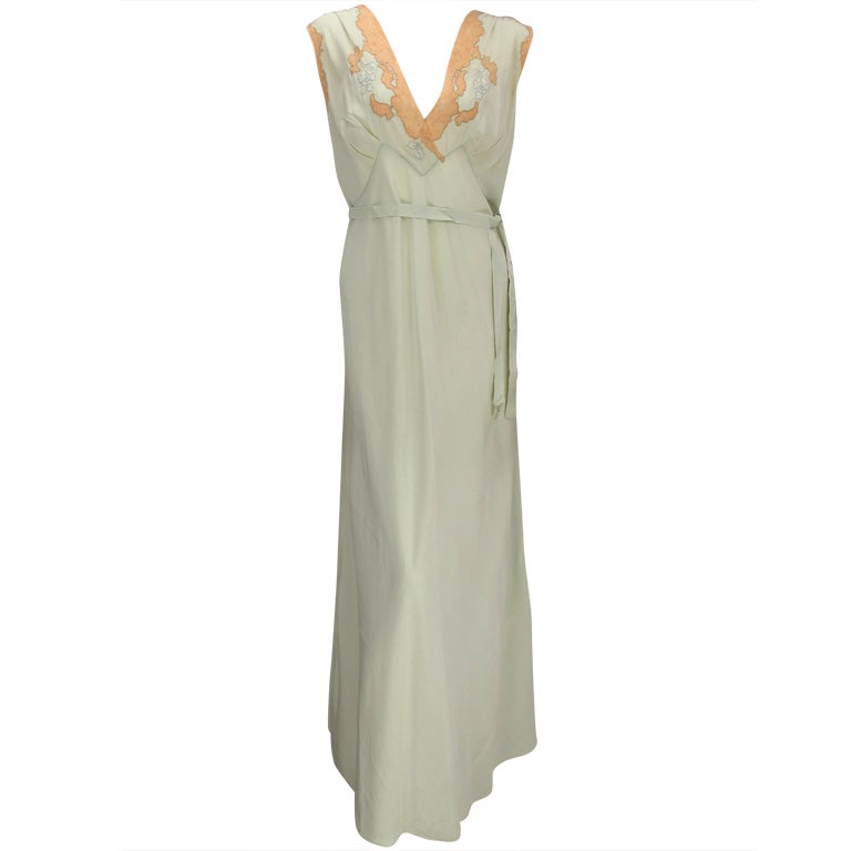 1930s silk crepe de chine and lace gown at 1stdibs