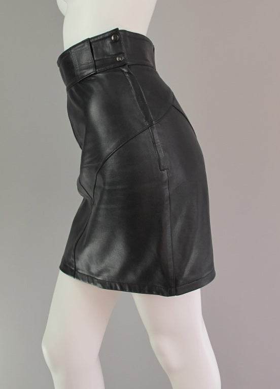 Alaia black leather skirt 1