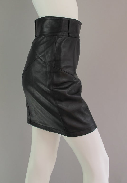 Alaia black leather skirt 4