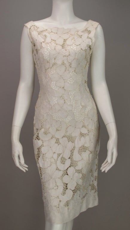 1950s Madeira white cutwork lace afternoon dress at 1stdibs